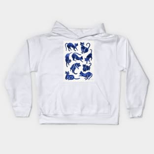 navy cat positions Kids Hoodie